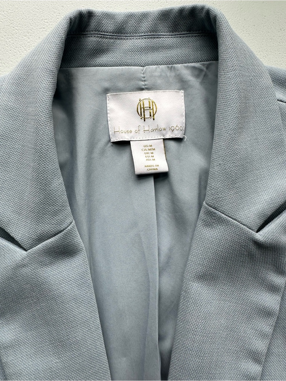 House of Harlow 1960 Light Blue Double-Breasted Blazer with Gold Buttons - Picture 3 of 4